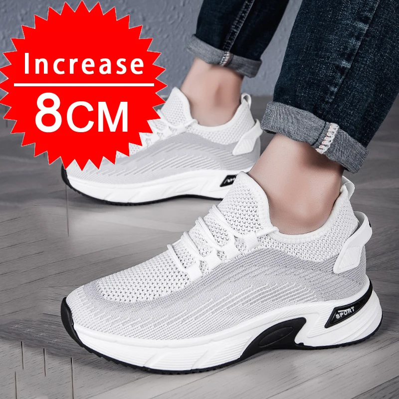 Summer Men Sneakers 8CM Elevator Shoes Hidden Height Increasing Shoes For Men 6CM Casual Sport Heightening Shoes Tenis Masculino