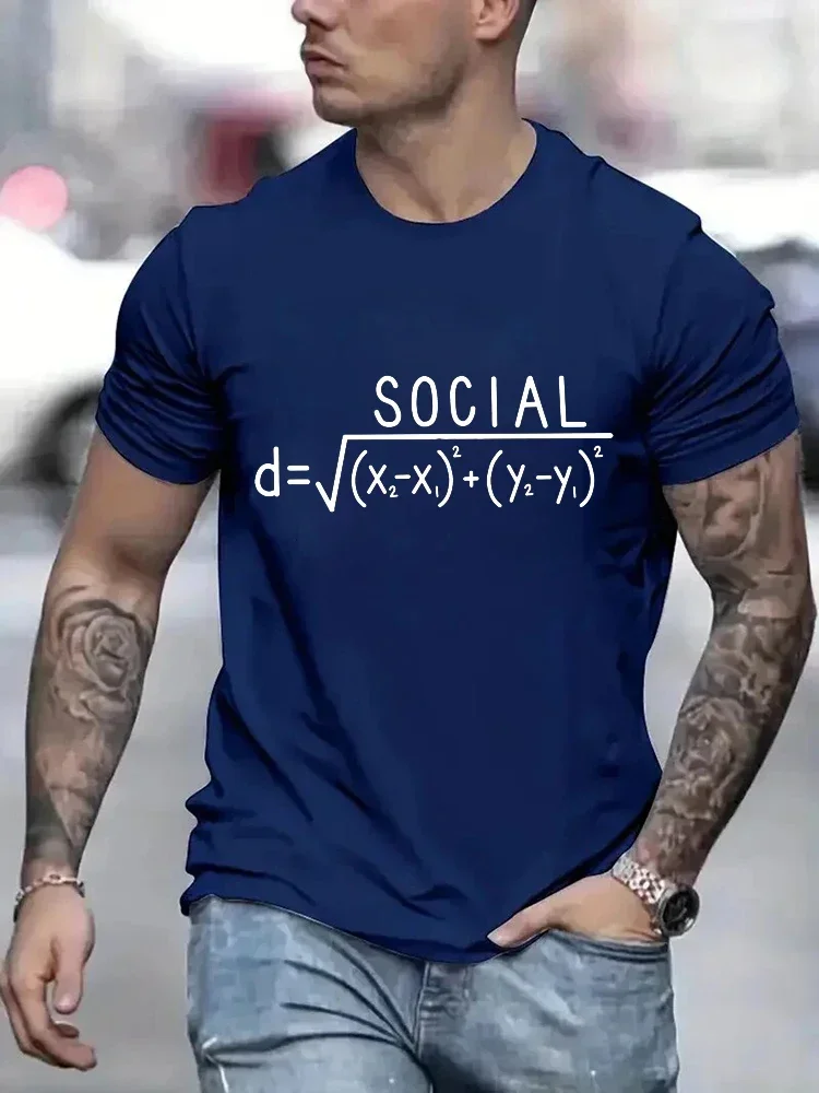 Social Distance Formula Funny Men T Shirt Tops Unisex Tshirts Oversized Male T-shirt Clothing Funny Math Jokes Tee Shirts Homme