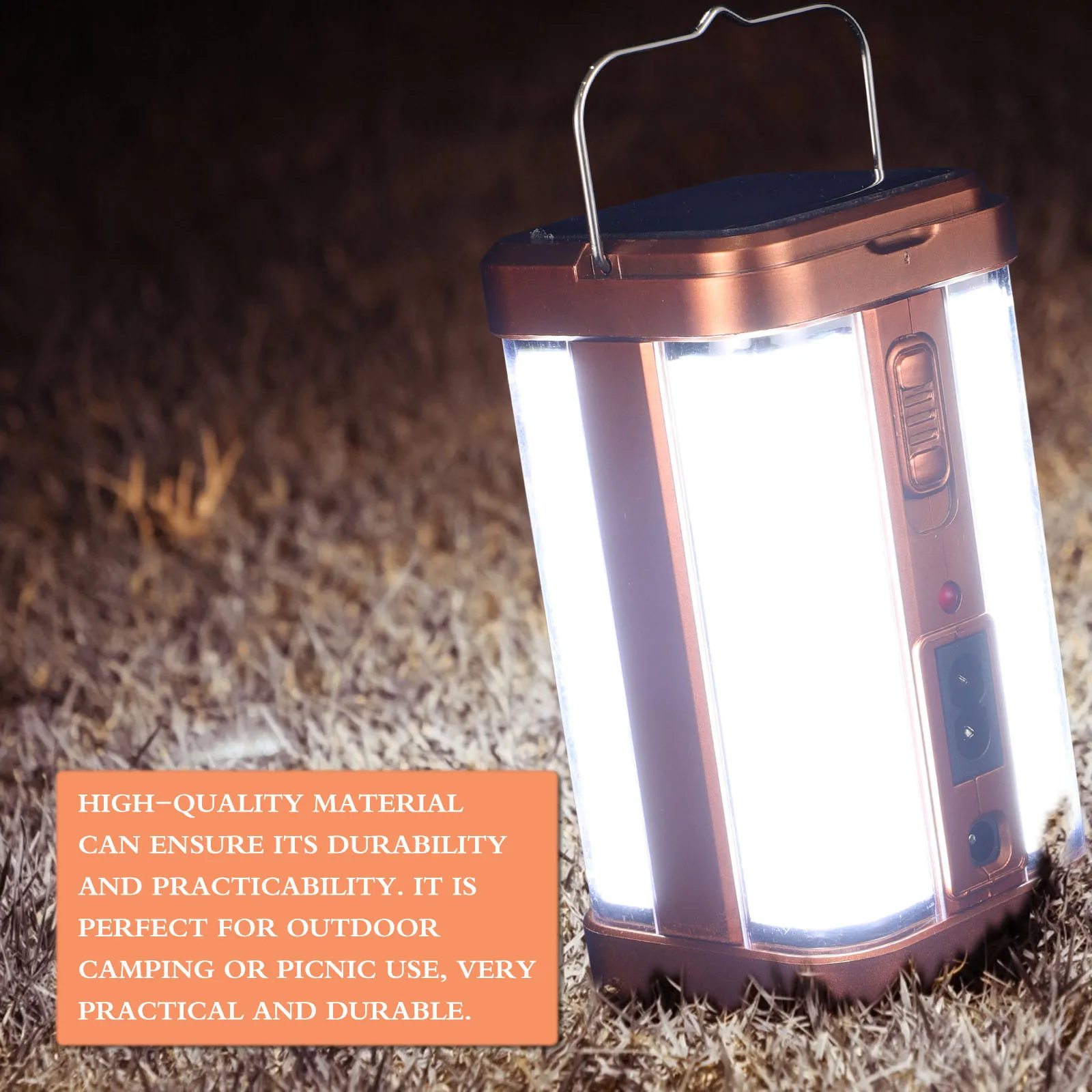 1 قطعة مصباح التخييم في الهواء الطلق المحمولة تعمل بالطاقة الشمسية النحاس أربعة جوانب الإضاءة المحمولة سطوع عالية مصباح التخييم في الهواء الطلق