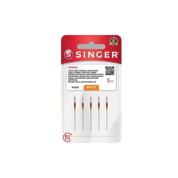 Estuche 5 Agujas Singer Universales 2020 Nº80/12 Géneros Finos