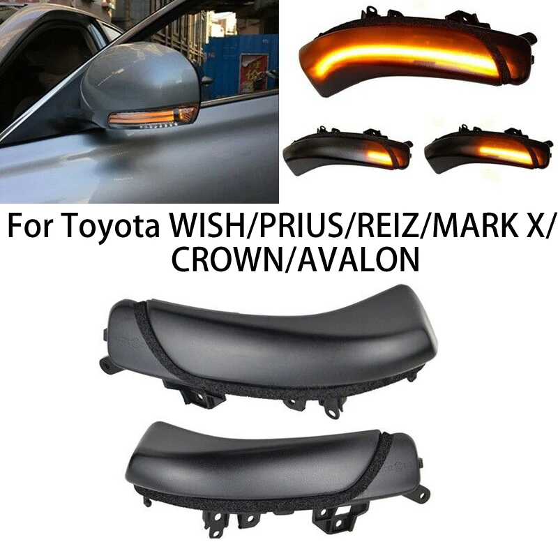 For Toyota WISH/PRIUS/REIZ/MARK X/CROWN/AVALON Car LED Dynamic Turn Signal Light Side Rearview Blinker Sequential Indicator