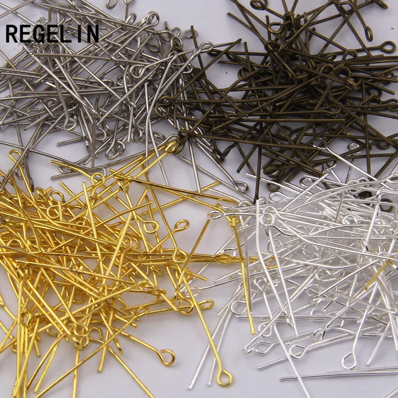 REGELIN 200pcs/lot 18-20mm Rose Gold Color Metal Pins Needles Eye Pins Gauge DIY Jewelry Making Findings Wholesale