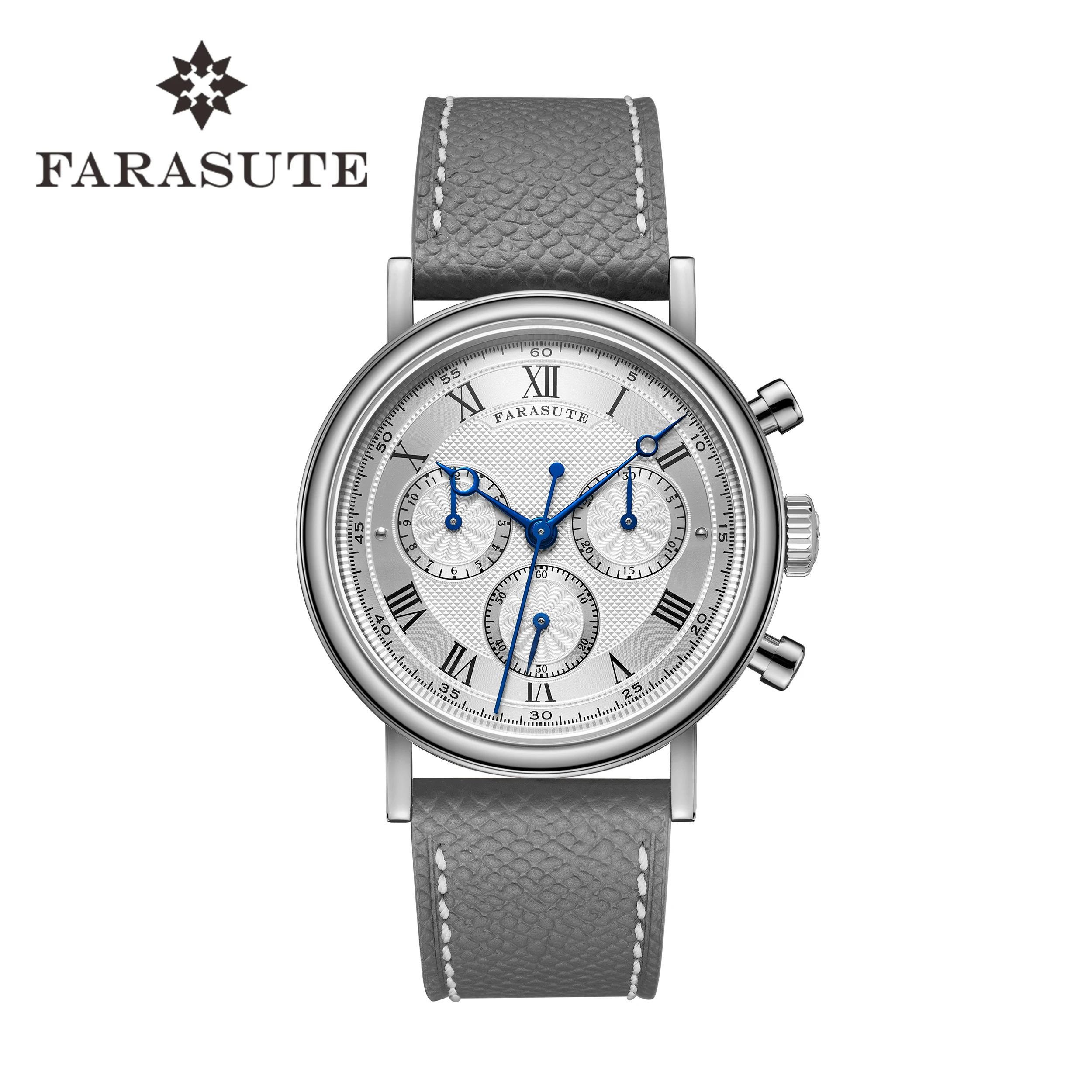 FARASUTE New 38mm Men Automatic Watch Vintage Chronograph Mechanical Wristwatch Sapphire Triple Windows  Waterproof Dandong 4801