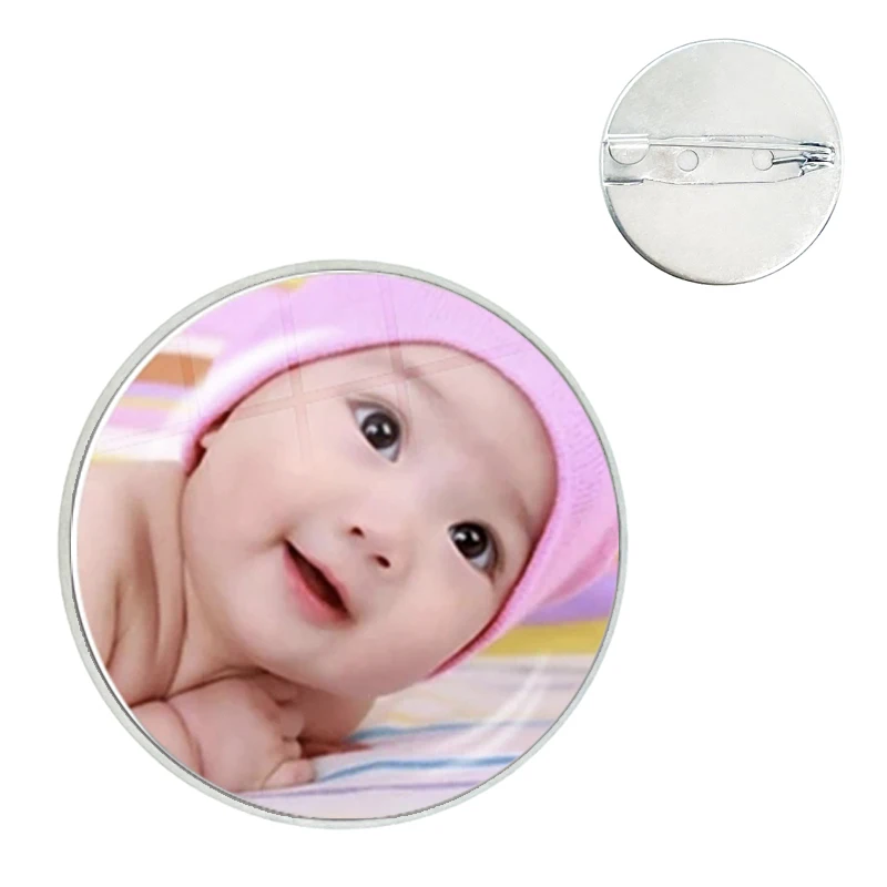 Personalized Photo Custom Pictures Brooches Men Women Glass Cabochon Backpack Lapel Button Badges Brooch Gift