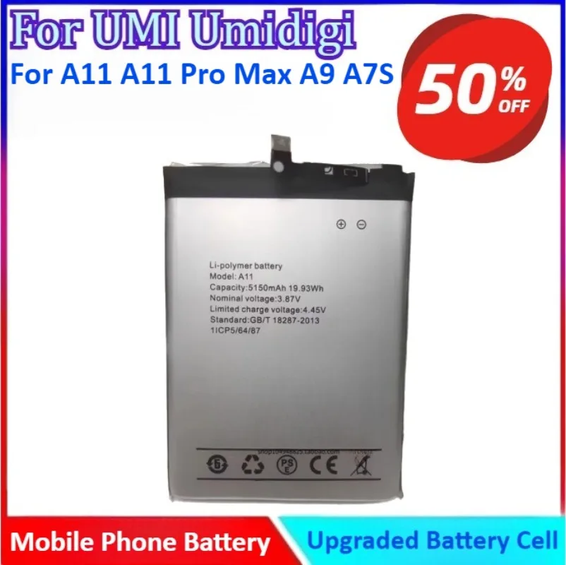 

New 4150mAh/5150mAh For UMI Umidigi A11 A11 Pro Max A9 A7S Mobile Phone Battery High Quality