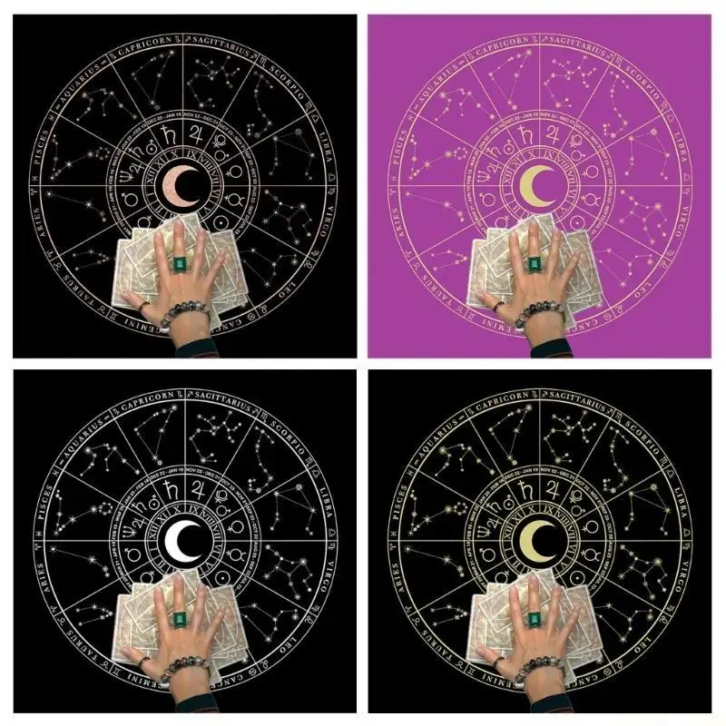 U2JB 23x23In Board Game Card Table Covers Magician Daily Pad Tarot Tablecloth Divination Altar Tarot Patch Table Cloth