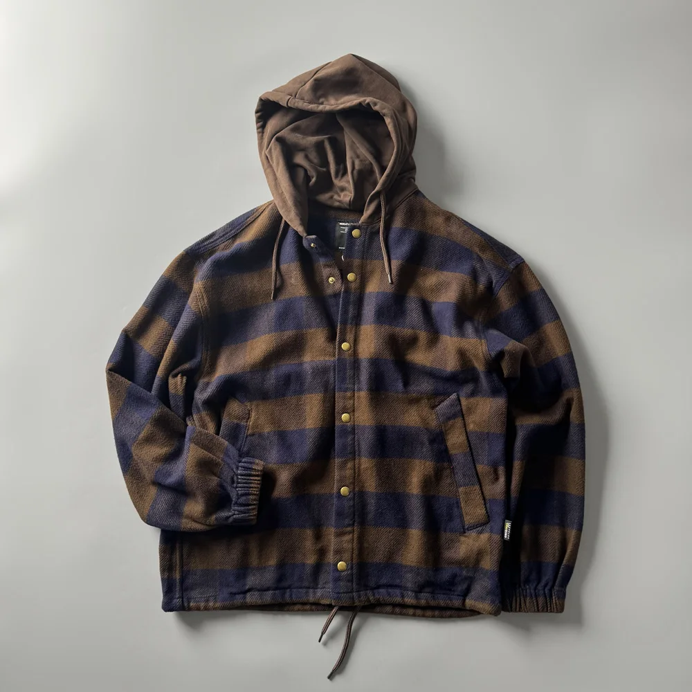 

Классическая клетчатая рубашка с длинным рукавом и капюшоном, свободного кроя, осенне-зимняя, мужская, повседневная, теплая, хлопковая верхняя одежда для молодежи, на каждый день