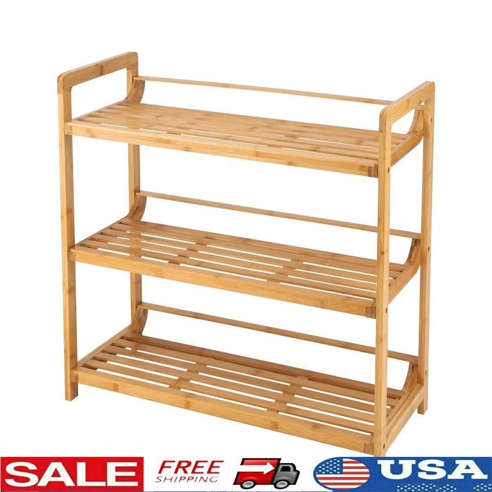 

Eco-Friendly Bamboo 3 Tier Storage Shelf Unit Durable Antimicrobial Material Freestanding Organizer Bathroom Towels Toiletries