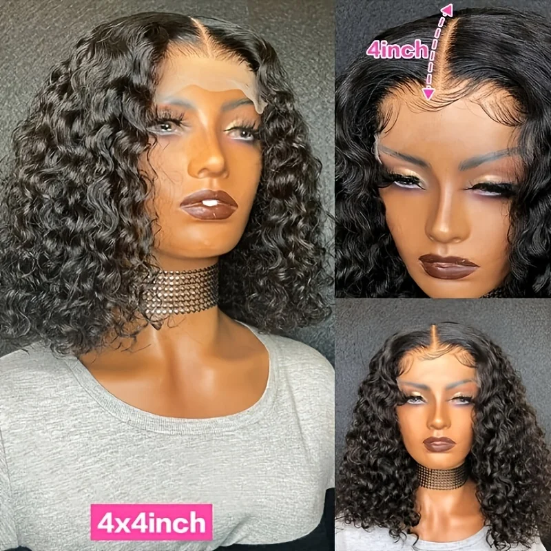 Deep Curly 4x4 Short Bob Wig Closure Lace Front HD 5x5 Brazilian For Women Wig Glueless Preplucked Human Hair Wigs Cheap Choice