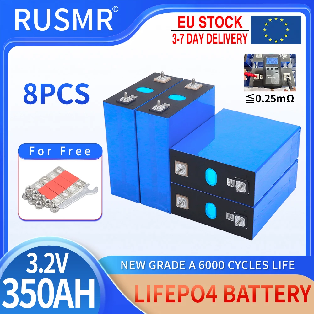 

Новый 8 шт. 3,2 В 350 Ач LiFePO4 литий-железо-фосфатный аккумулятор DIY 12 В 24 В 36 В 48 В класс A мотоцикл электромобиль инверторные элементы