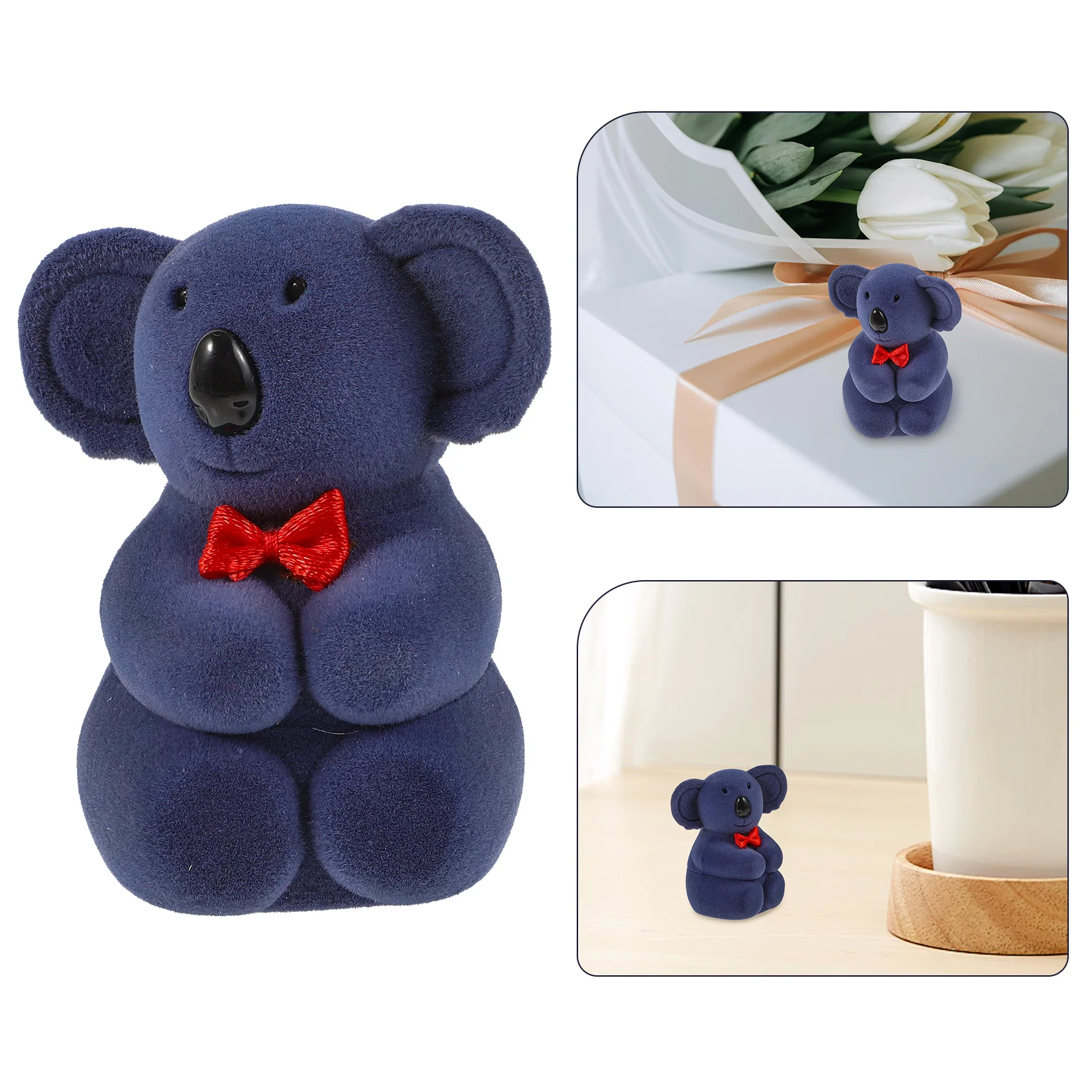 

Коробка для колец в форме коалы, пластиковый футляр для ювелирных изделий для предложения, держатель для обручальных колец, органайзер, чехол для хранения, свадебные принадлежности