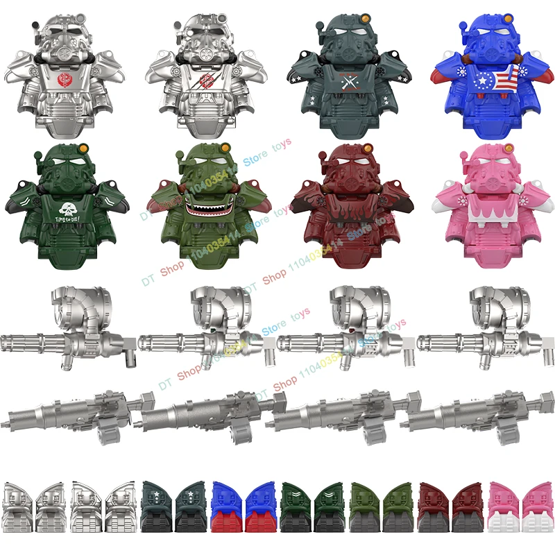 Bloques de construcción de la serie T60 Power Armor para niños, soldados del ejército, accesorios de figuras, modelo de máquina, juguetes para niños, MY701-710