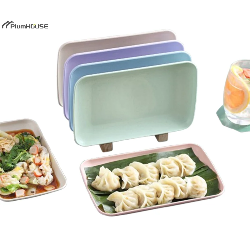 1Pc Plastic Serving Tray Home Tea Fruit Dessert Trays Anti-SlipScratch Resistant Food Bread Cooking Storage Pallet Kitchenware image 2