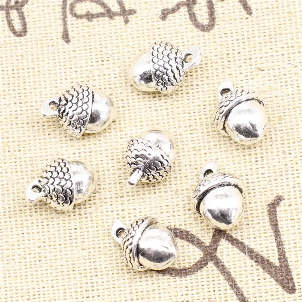 5pcs 10x15mm Pine Cone Charms Pendant For Necklace Make Accessories Trendy Jewerly Antique Silver Color