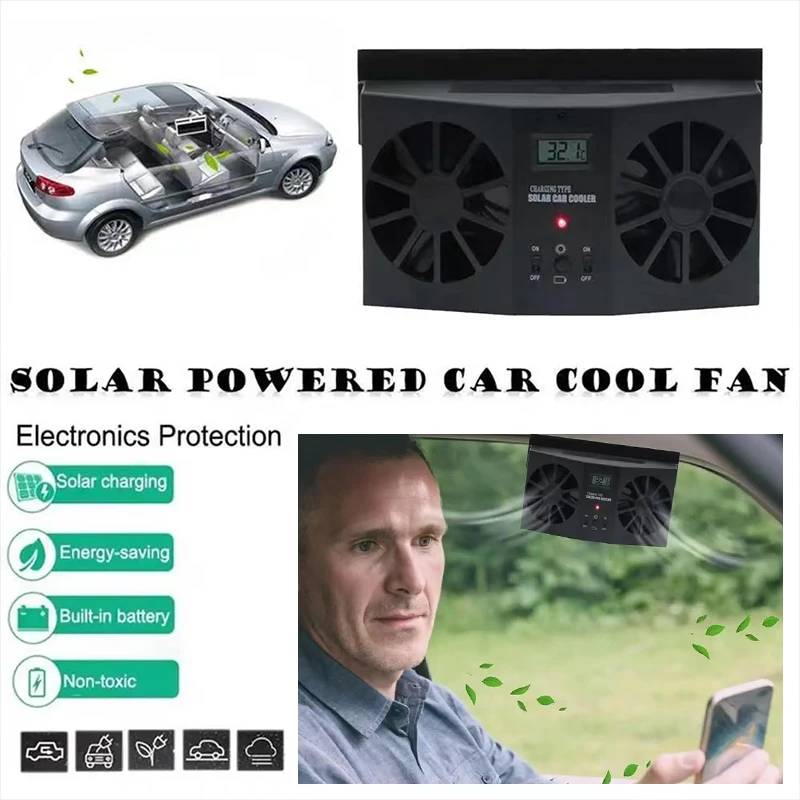 Ventola di ventilazione per Auto 12V Solar Sun Power Window ventilatore automatico Cooler Air radiatore Vent Rubber senza batteria