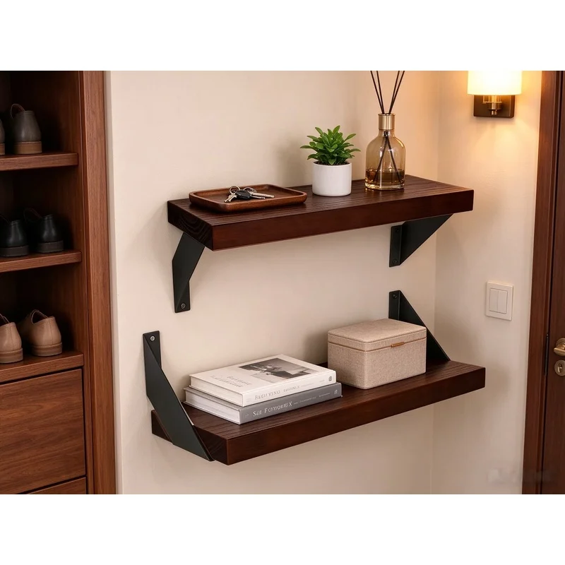 4Pieces8Inch heavy-duty floating shelf wall mount bracket, load-bearing200Stylish storage shelves for living rooms and bedrooms