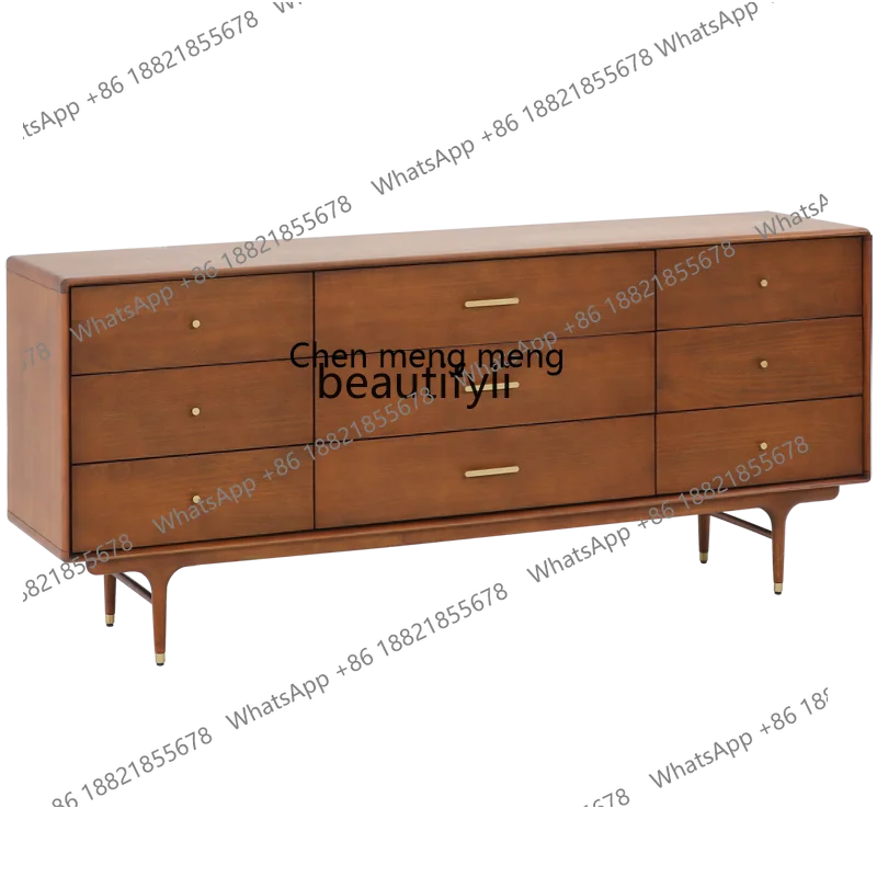 

Nordic Boxwood Sideboard Cabinet Solid Wood Simplicity Modern Nine-Drawer Cabinet Storage Side Oak Bedroom Wall Cabinet
