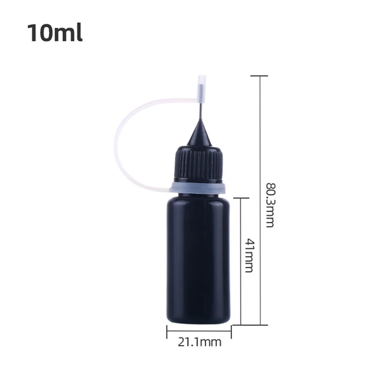 WORTHOWN-20Pcs Precision Tip Applicator ขวดโลหะสีดําเข็มขวดพลาสติก 10ML Precision Tip Applicator ขวด