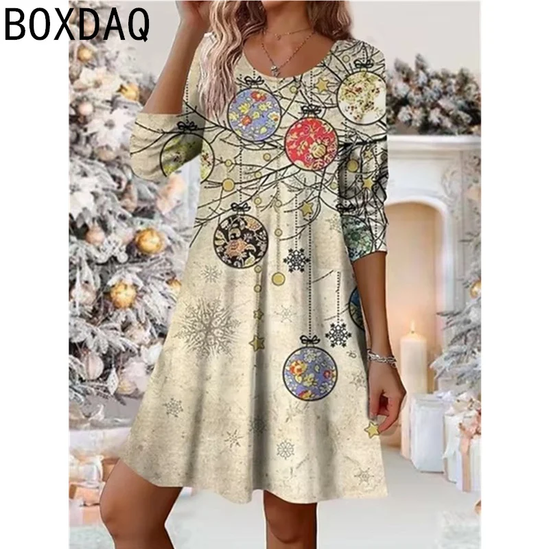 3D Funny Cartoon Cat Print Mini Dress Vintage Loose A-Line Casual Dress Autumn New Women's Long Sleeve O-Neck Sweet kawaii Dress