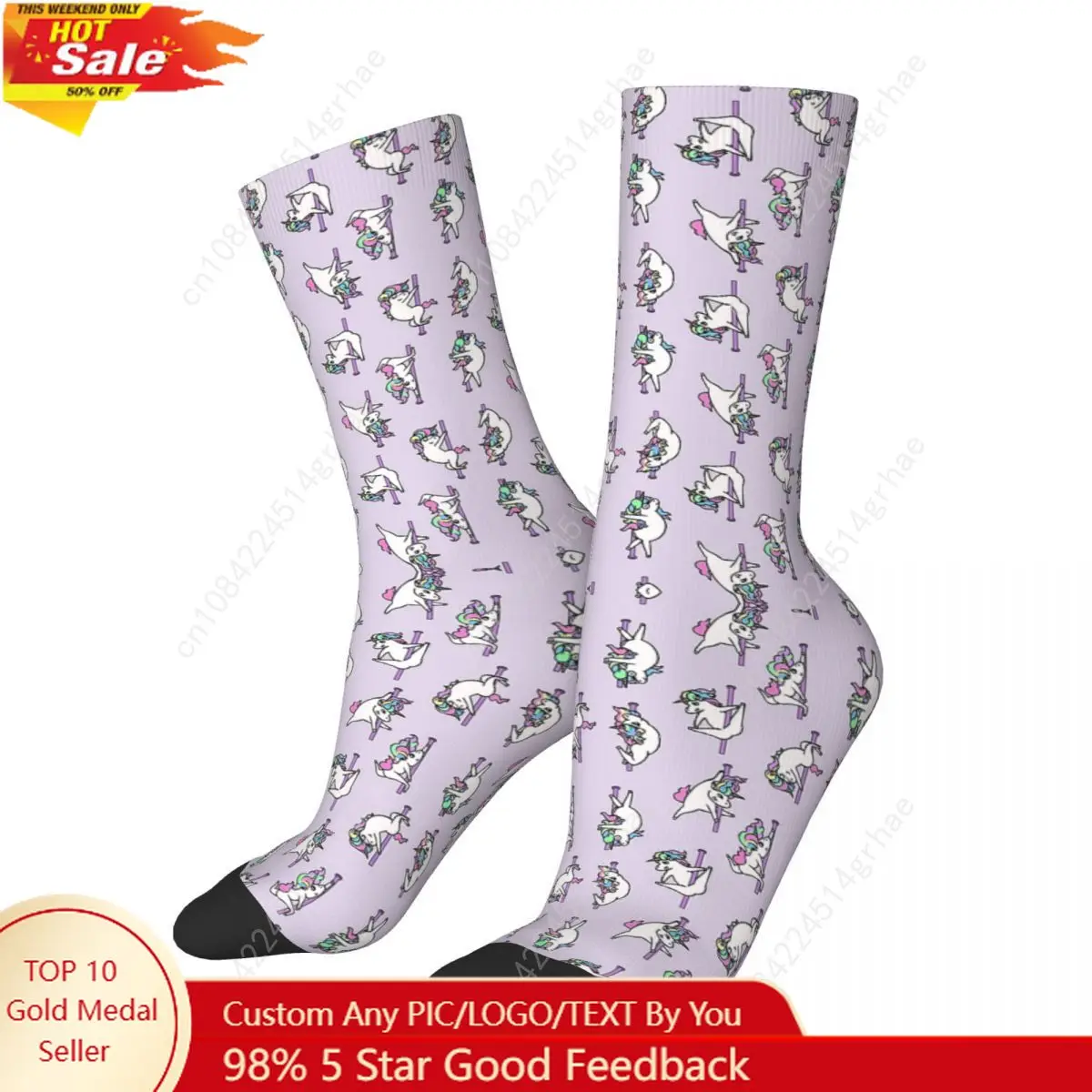 

Unicorn Pole Dancing Club Socks Harajuku Sweat Absorbing Stockings All Season Long Socks for Man's Woman's Birthday Present