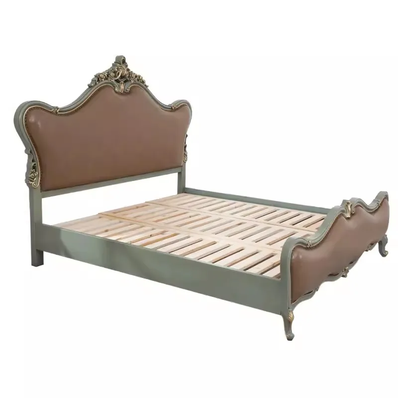 

Кровать из массива дерева, двуспальная кровать 1,8 метра, кожаная кровать, кровать принцессы