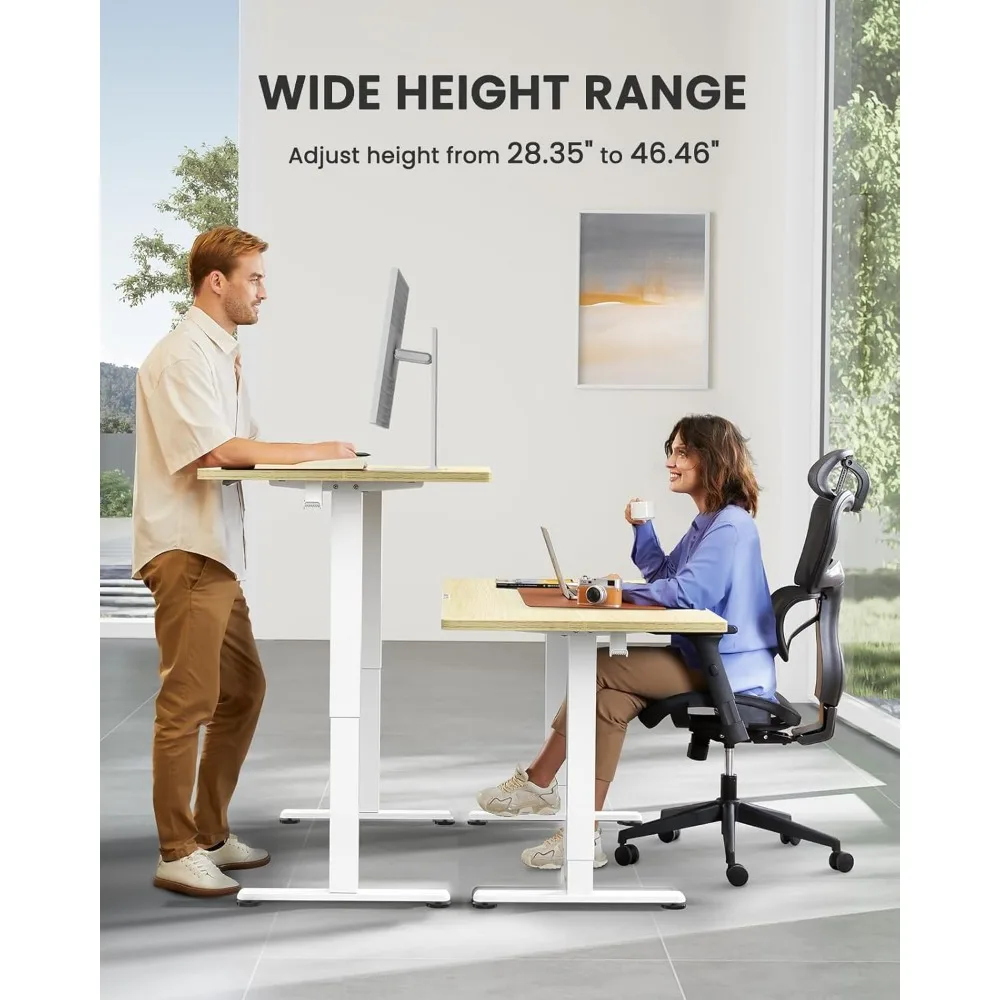 In Hoogte Verstelbare Elektrische Staande Bureau, 63X28 Inch Zitten Stand Up Bureau, Grote Geheugen Computer Thuis Kantoor Bureau