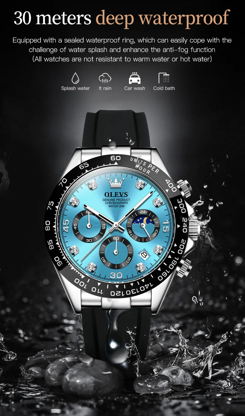 OLEVS 2875 Original Luxus Marke Quarzuhr für Männer Silikon Armband Chronograph Auto Datum Wasserdicht Mond Phase Mann Sport Uhr – Detail 14