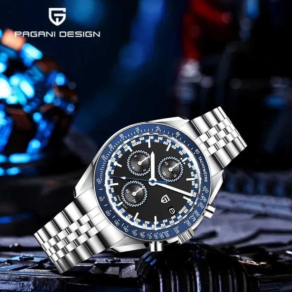 Pagani design 2025 latest luxury quartz men's watch high-quality sapphire VK67 men's business chronograph stainless steel sports