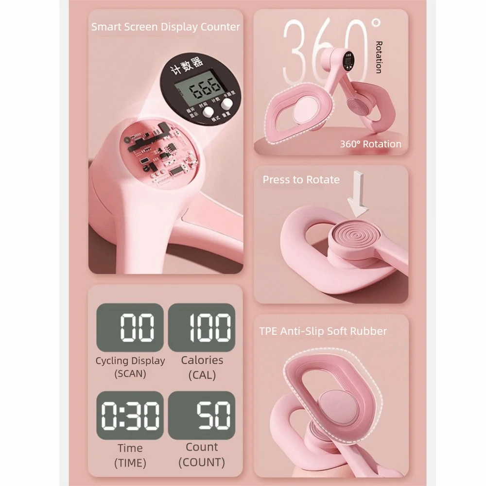 

Non-Slip Thigh Master with Counter Adjustable 360° Rotatable Strength Hip Training Device Ergonomic Shape Portable