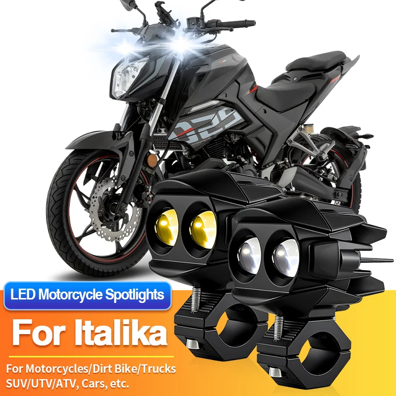 1 Set LED Motorcycles Headlight 2-Color Fog Light Spotlight Off Road for Italika XW150/XT110/X150G/X150D/W150/WS150/Vort-X200