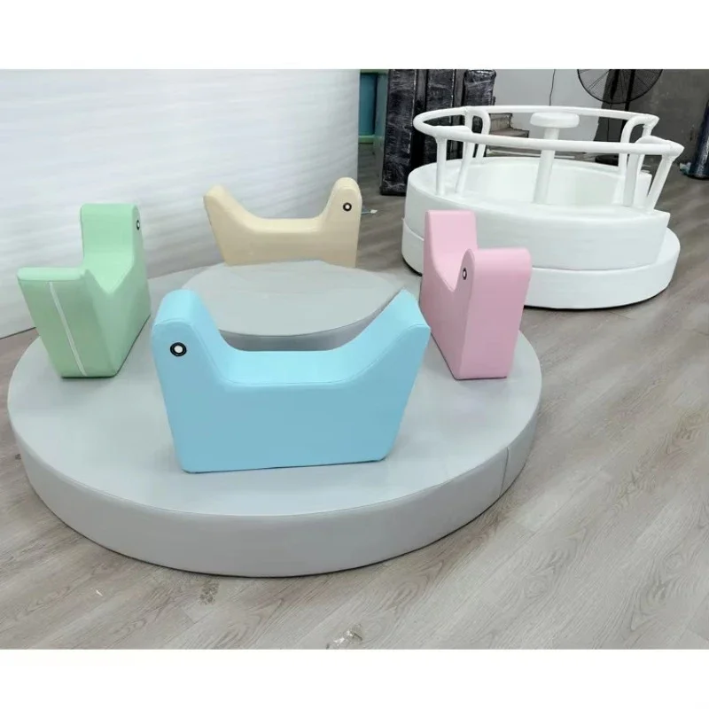 Equipment Toddler Indoor Playground Soft Play Carousel Indoor Manual Turntable Electric Soft Play Merry Go Round For Kids