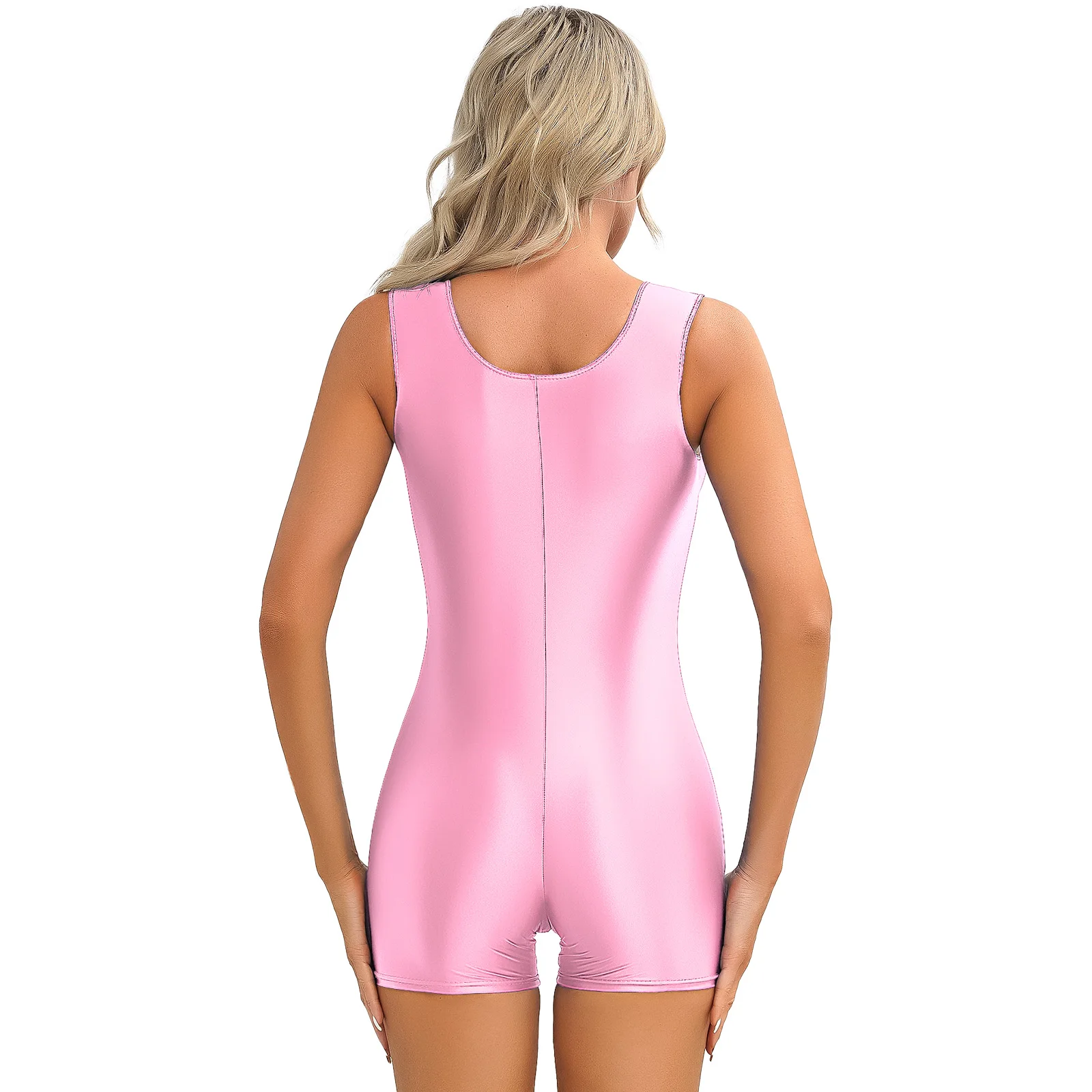 Maillot de bain une pièce pour femmes, brillant, solide, extensible, col en U, batterie, yoga, danse, musculation, fitness