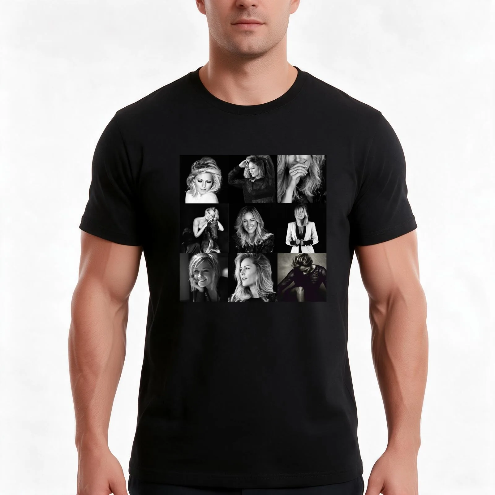 Helene Fischer Collage T-Shirt, Summer Casual Cotton Tee, Oversized Streetwear Tops, Vintage Graphic Print, Unisex Men Women