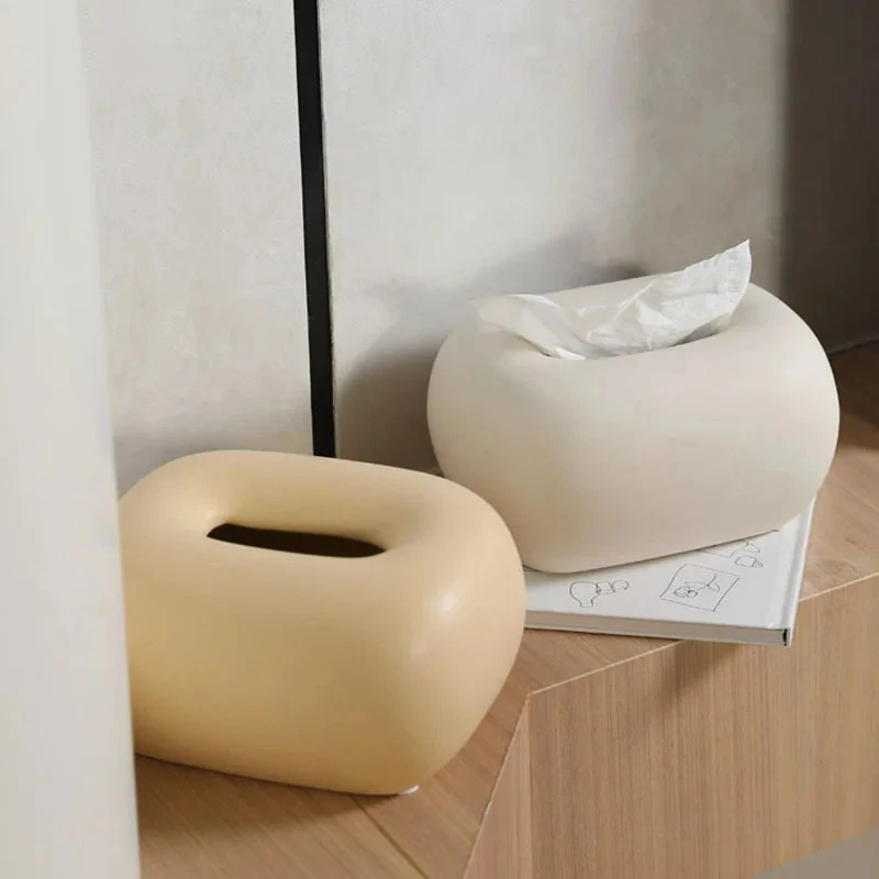 Creative Round Corner Tissue Box Coffee Table Desk Decoration Minimalism Ceramic Tissue Box Bedside Table Paper Towel Case