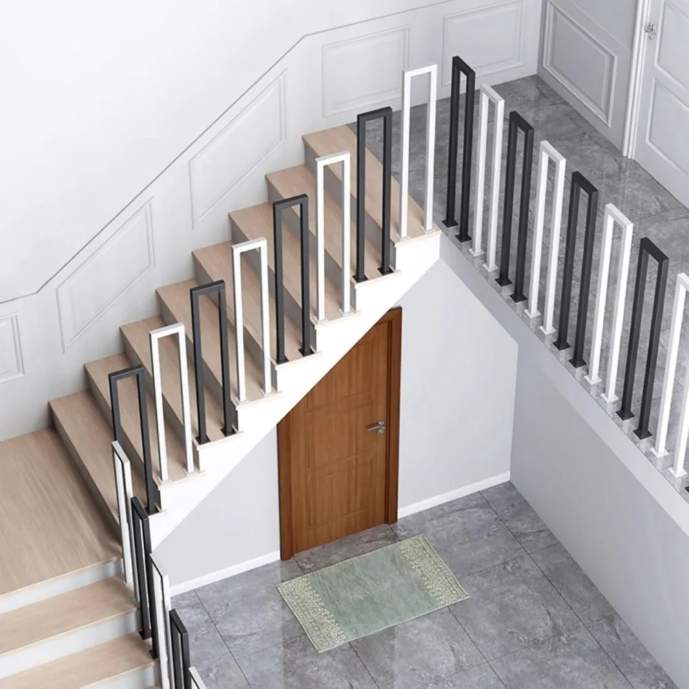 حاجز أمان قوي 3.3FT على شكل حرف U غير قابل للانزلاق مع غطاء مزخرف، طراز صناعي قديم، درابزين أنيق للصناعة أ #6