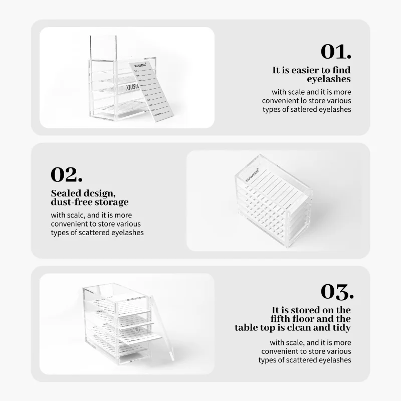 Boîte de rangement pour faux cils, palette transparente à 5 couches en acrylique, présentoir, outils de maquillage pour Extensions de cils