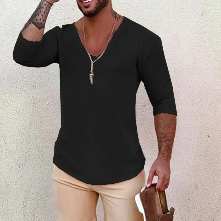 2025 Maglioni lavorati a maglia a maniche lunghe casual da uomo Stile sottile Uomo Primavera Autunno Abbigliamento Solido scollo a V Maglia Pullover Top in maglia