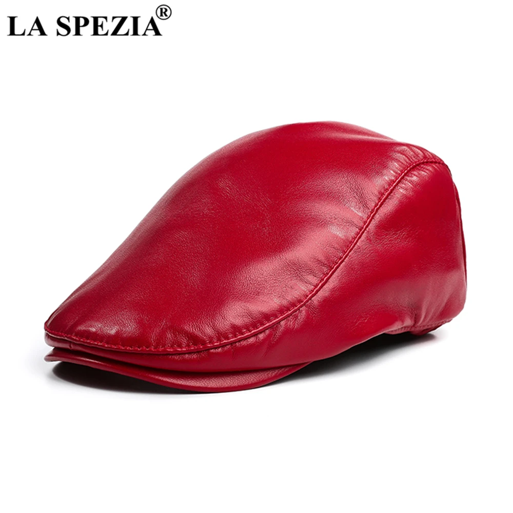 LA SPEZIA Royal Blue Beret Hat Men Women Flat Cap Real Sheepskin Leather Spring Autumn Male Female Solid Unisex Peaked Cap