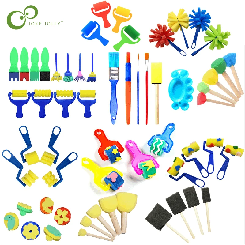 Children Toddler Sponge Stamp Brush Kits Flower Drawing Toys for Children Paint Educational DIY Art Craft Creativity Tools DDJ