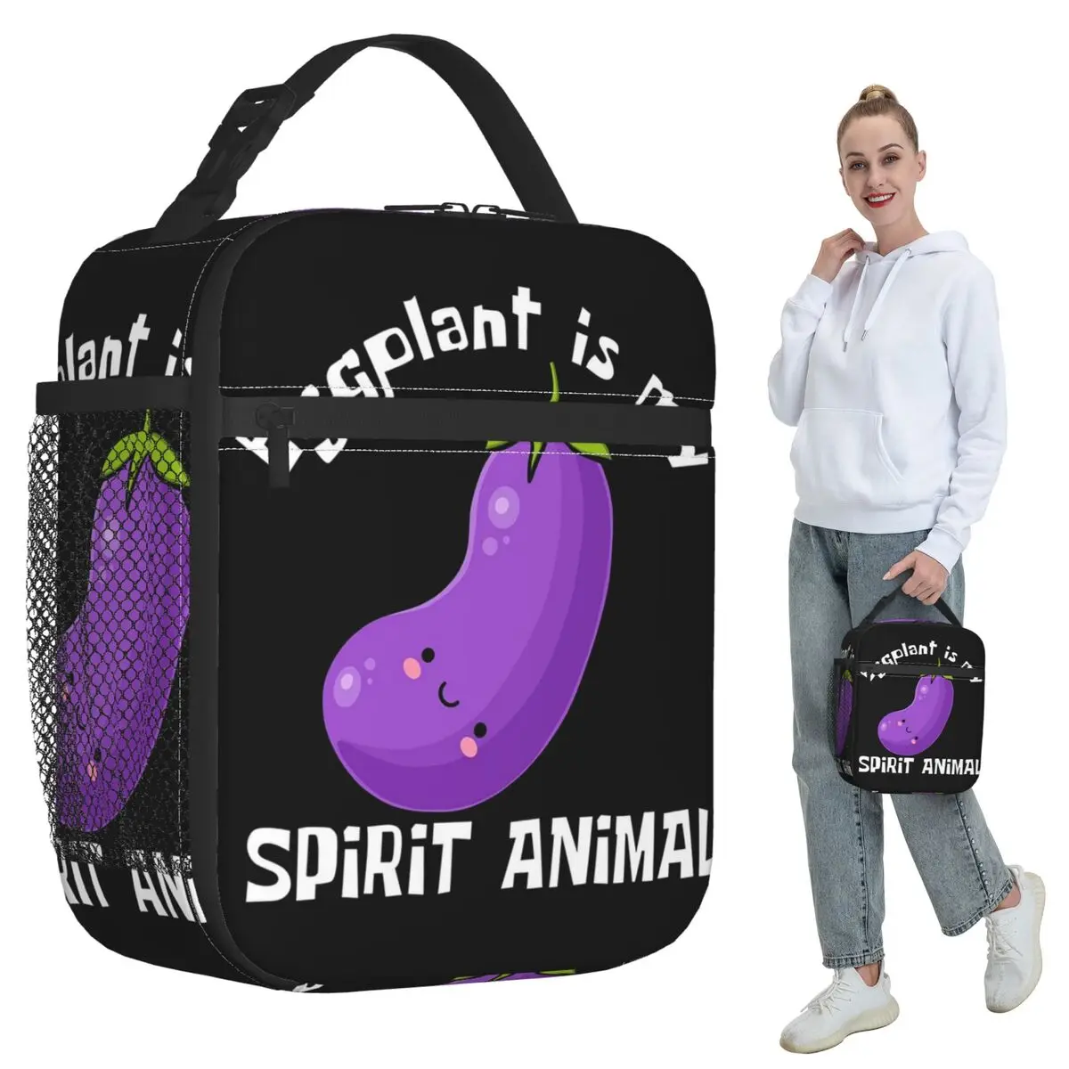 Eggplant Vegetables Insulated Lunch Bag for Kids School Cooler Thermal Food Box Tote Portable Lunch Boxes Container