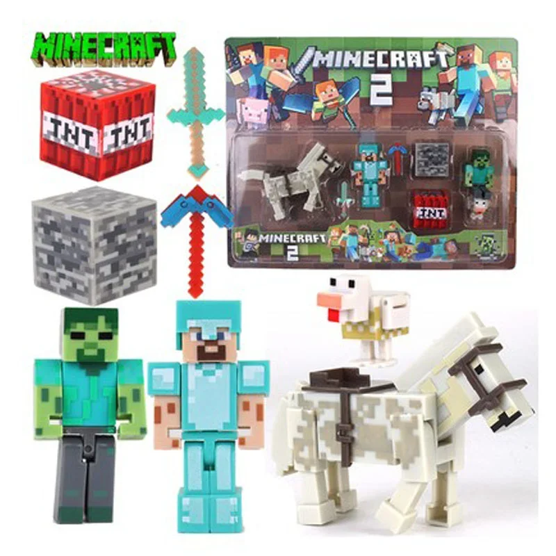 Minecraft 2025 início da primavera venda quente meu mundo um número de personagens crianças aprendem divertido quebra-cabeça montado modelo de armas de fantoche