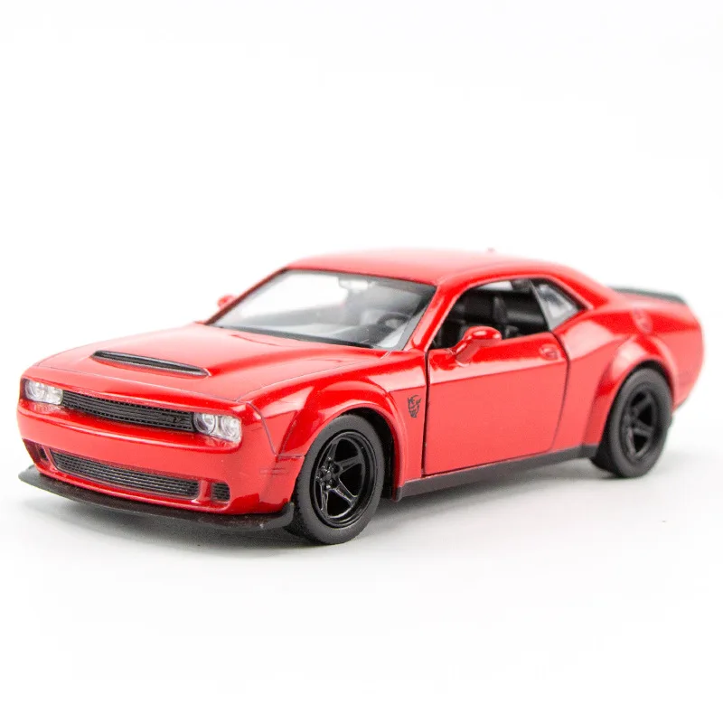 1:36 Challenger SRT Diecast Car Model with Openable Doors & Pull-Back Function Collectible Ornament Toys
