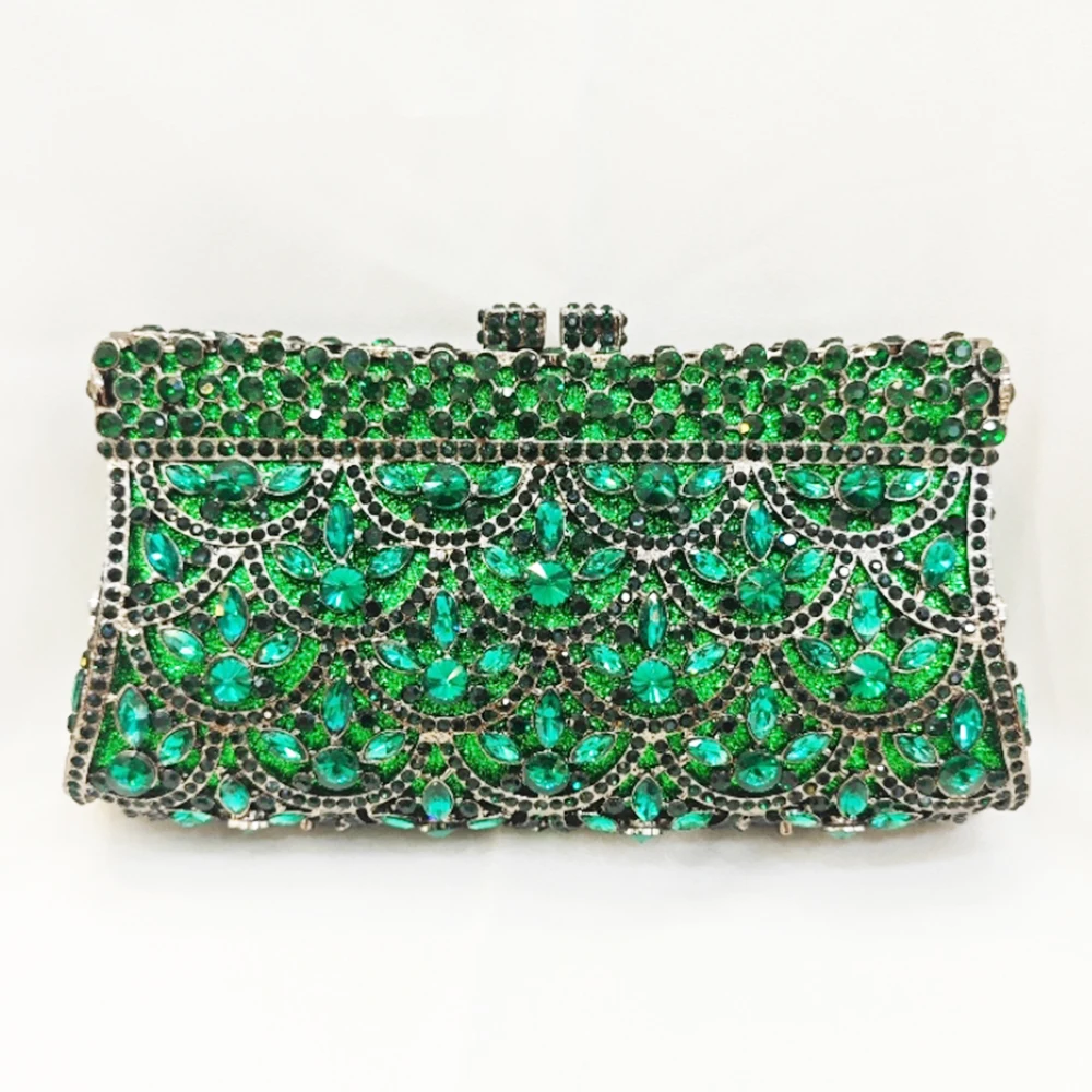 

Silver Green Bling Crystal Evening Bag Handbags Fish Scale Wedding Purse Bridesmaid Diamond Mini Women Party Dazzling Clutches