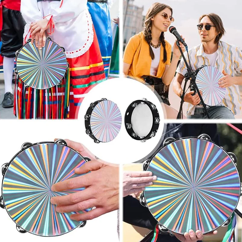 New 8 Inch Double Row Drums Professional Tambourine Colorful Lollipop Style Music Drum Percussion Instruments Gifts For Adults