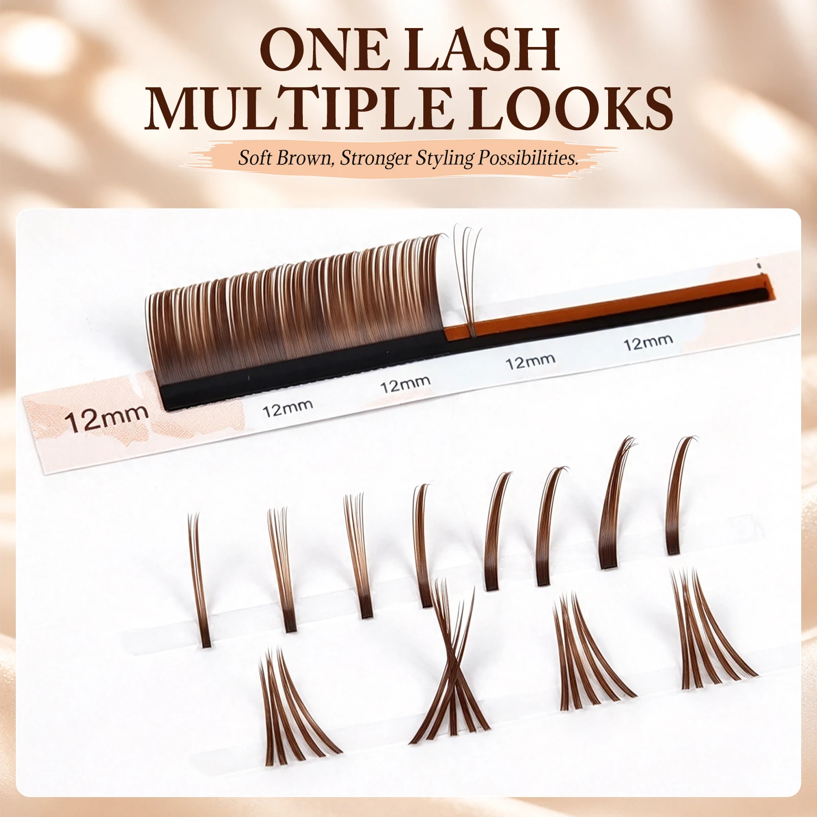Yelix Dark Brown Camellia Lashes with Adhesive LJ/LB/LC/LUCurl Eyelashes Arabian Effect Eyelash Extensions Russian Volume lashes