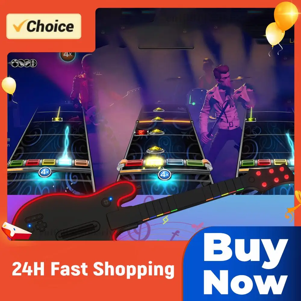

Wireless Guitar Controller with Strap & Wireless Dongle Console Remote Joystick for PS3 PS4 PC Guitar Hero Clone Hero Rock Band