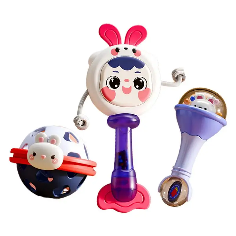 Sonaglio Shaker giocattolo per bambini sonaglio massaggiagengive Set di giocattoli per bambini sonagli morbidi Shaker impugnatura per lo sviluppo giocattoli per bambini per ragazzi e ragazze 0-6