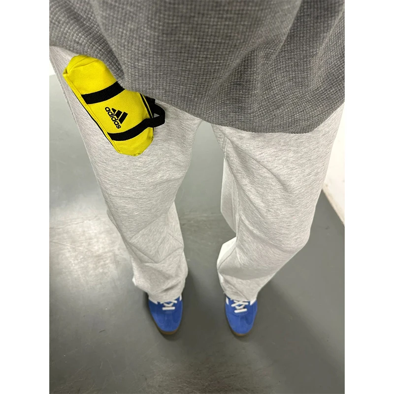 

ey Straight Leg Men's Jeans Spring Autumn Sle Trendy Brand Haome Heavyweight Casual Straight Cut Trousers