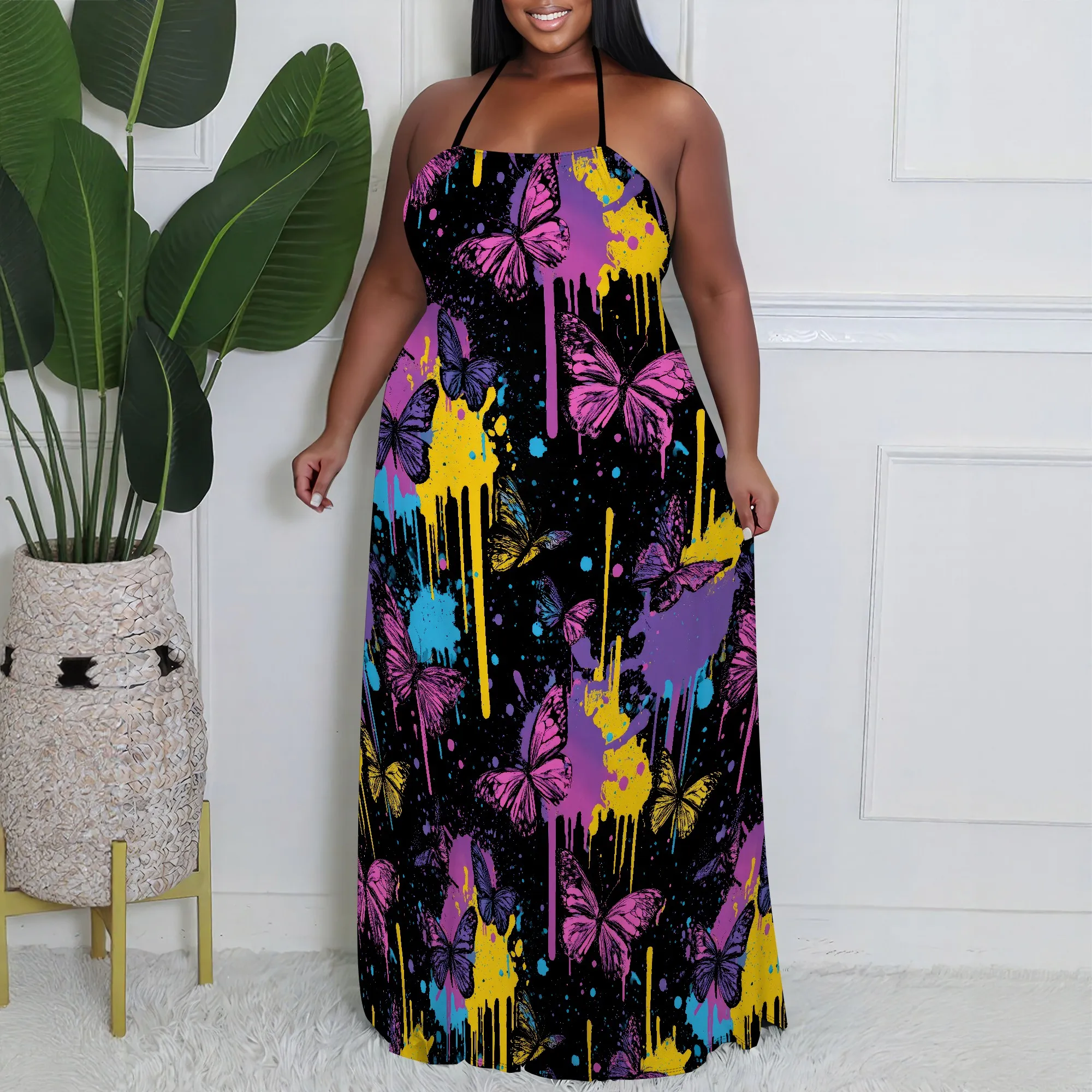 

Chic Backless Long Dress for Women – Comfortable and Stylish for Holiday, Events or Festival Looks (XL to 6XL)