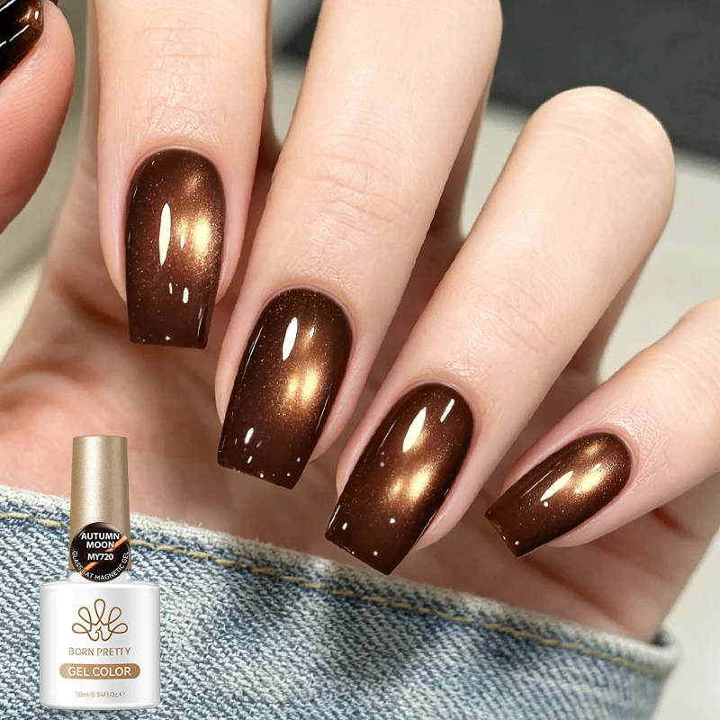 BORN PRETTY Coffee Chocolate Cat Magnetic Eye Gel Polish Golden Gradient 10ml Autumn Series Soak Off UV LED Nail Art DlY At Home